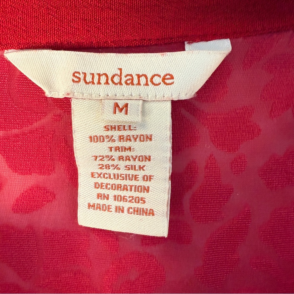 Sundance Red Velvet Burnout and Lace Detail Blouse, Bohemian, Whimsigoth Western - Picture 2 of 12